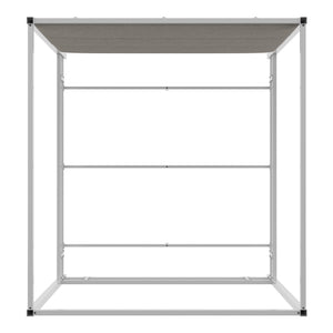 Homelegance By Top-Line Marcel Chrome Finish Metal Canopy Bed with Linen Panel Headboard Chrome Metal