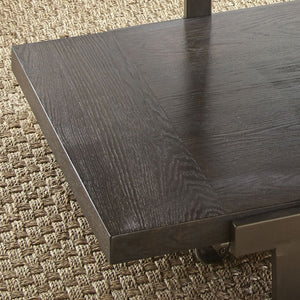 English Elm Steve Silver - Terrell Contemporary 3-Piece Brown Wood & Glass Table Set with Iron Accents, Casters & Storage B081S00444