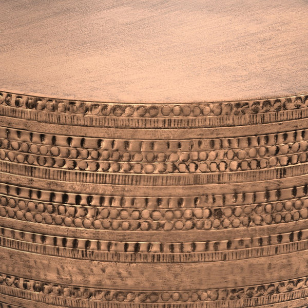 English Elm Johnsen Metal Coffee Table - Hand-Finished Antique Copper Round Centerpiece For Modern Living Spaces B136P158939