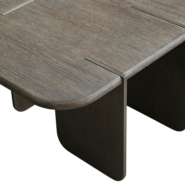 Bernhardt Bernhardt Melba Wire-Brushed Oak Cocktail Table With Textured Cast-Aluminum Panels, 30.5" W 564125