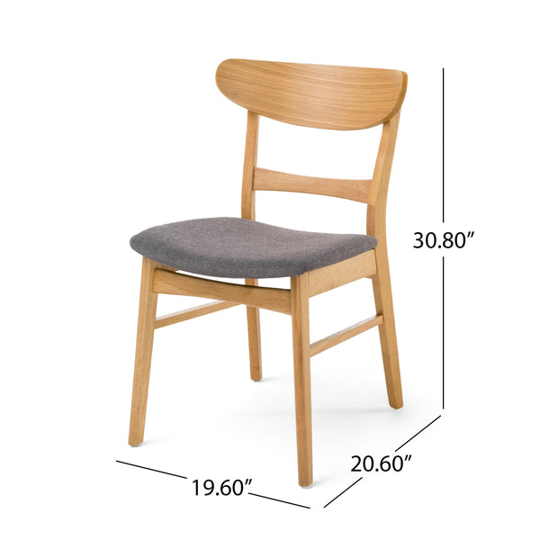 English Elm [video] Rubberwood Dining Chairs Set of 2 Upholstered Mid-century Seats for Modern Homes Dark Grey 58915.00OAK