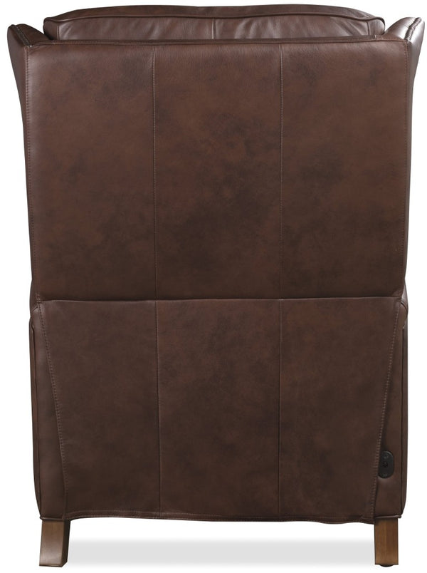 Hooker Furniture Lansing Semi-Aniline Leather Power Recliner With Power Headrest, Usb Charging, Nailhead Trim Brown RC823-PH-087