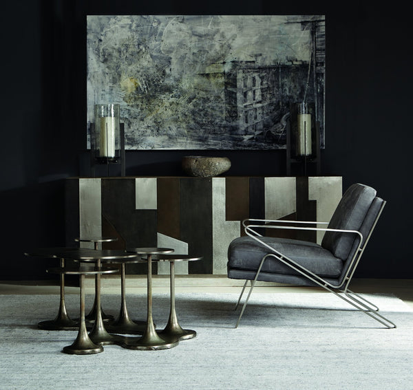 Bernhardt Bernhardt Sculptural Circlet Cocktail Table In Textured Graphite Cast Aluminum — 7 Tulip Tops, Modern Elegance 382024