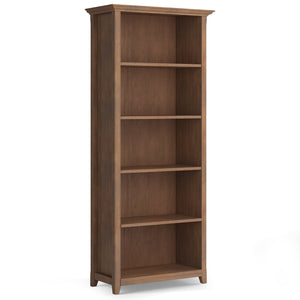 English Elm Amherst 30-Inch Solid Wood 5-Shelf Bookcase In Rustic Natural Brown - Versatile Storage & Style B136P158330