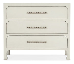 Hooker Furniture Serenity Raffia Accent Chest With Soft-Close Drawers, Champagne Pulls & Sand Dollar Grasscloth Texture White 6350-85001-03