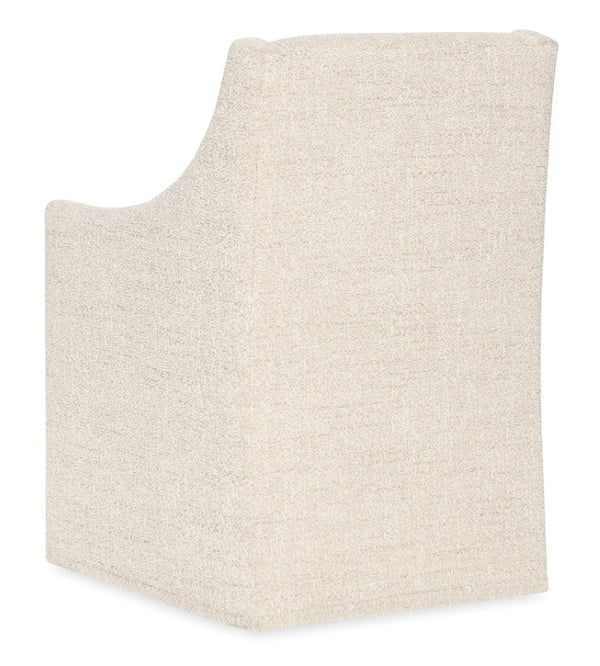 Hooker Furniture Eleana Upholstered Arm Chair With Light Caramel Walnut Veneer, Linen-Blend Seat, Tailored Tapered Legs 26.50 L x 24.00W x 37.00H 7252-75800-405