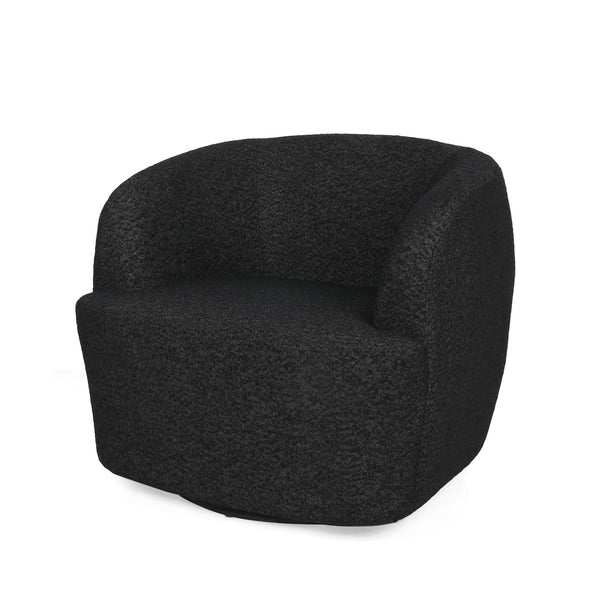 English Elm Christopher Knight Home® - Swivel Upholstered Accent Chair with Plush Fabric Comfort and 360° Rotation for Living Rooms Black 74240.00BLKBCL