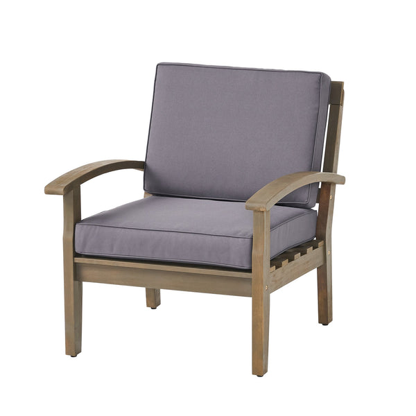 English Elm Christopher Knight Home® - Peyton Club Chair - Durable Acacia Wood Frame With Water-Resistant Cushions For Ultimate Outdoor Comfort 57973.00GRY
