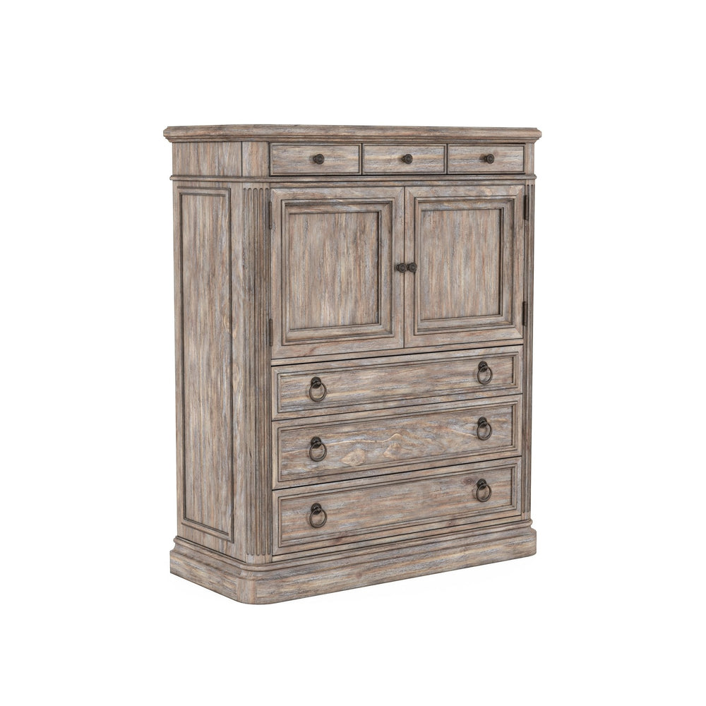 A.R.T. Furniture Etienne Door/Drawer Chest - Greystone Finish, Pine Solids, 6 Drawers, Cedar-lined Bottoms & Shelves Gray Materials, Pine Solids And Veneer 317152-2610
