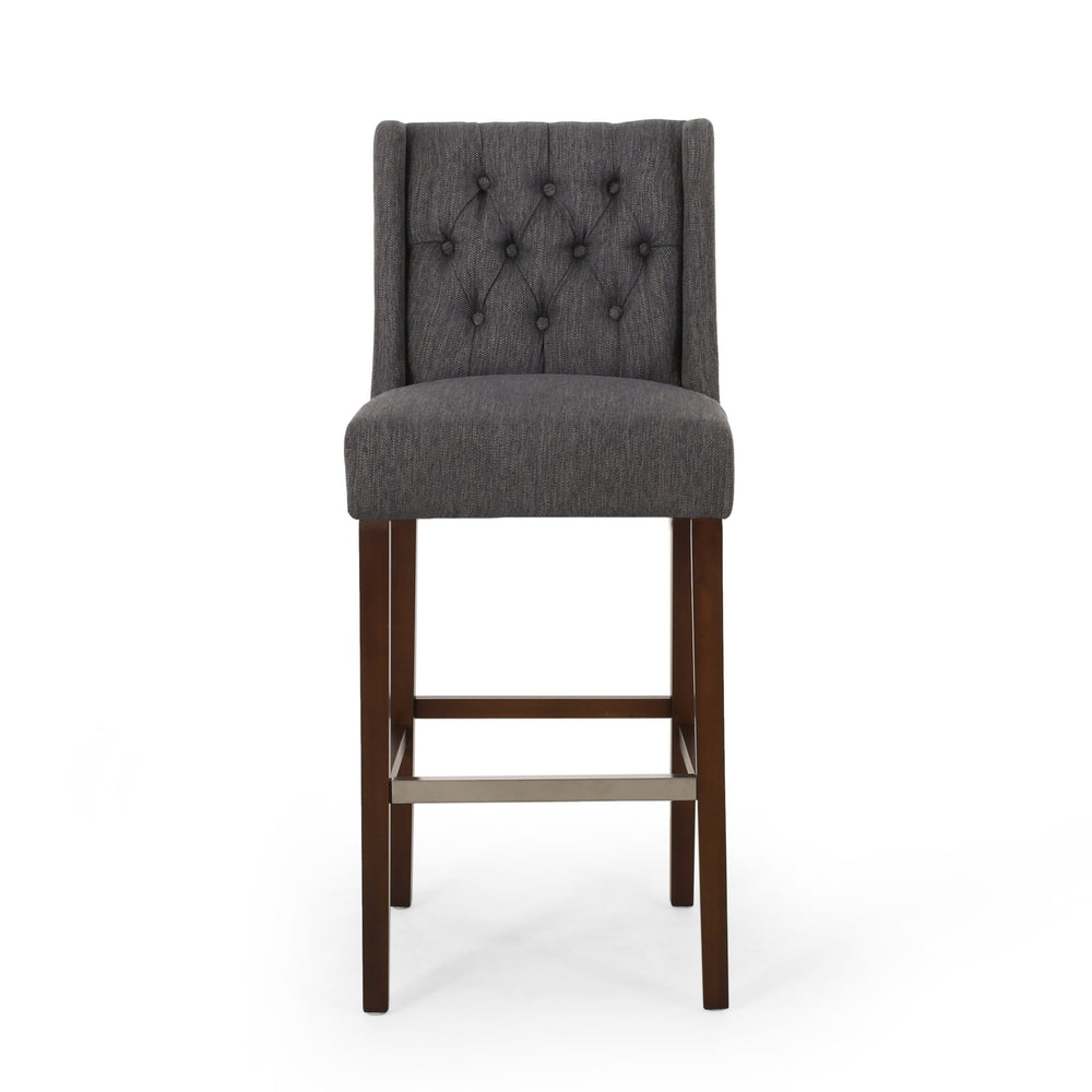 English Elm Christopher Knight Home® - Modern Metal Leg Bar Stool with High-Density Fabric Seat, 30" Counter Height, Commercial-Grade Comfort and Durability Charcoal 70678.00FCHAR