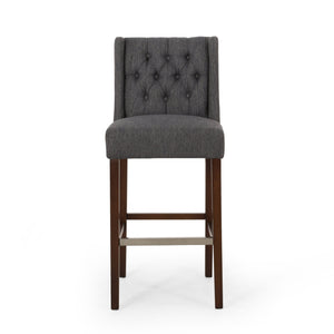 English Elm Christopher Knight Home® - Modern Metal Leg Bar Stool with High-Density Fabric Seat, 30" Counter Height, Commercial-Grade Comfort and Durability Charcoal 70678.00FCHAR