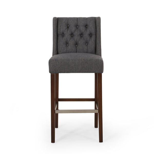 English Elm Christopher Knight Home® - Modern Metal Leg Bar Stool with High-Density Fabric Seat, 30" Counter Height, Commercial-Grade Comfort and Durability Charcoal 70678.00FCHAR
