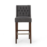 Christopher Knight Home® - Noble House - Bayliss Contemporary Wingback Fabric Barstools, Charcoal and Espresso - Set of 2