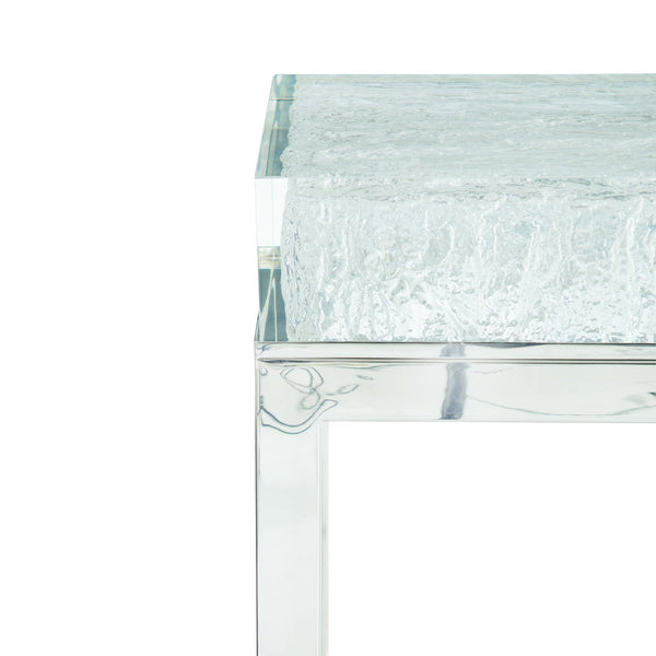 Bernhardt Bernhardt Arctic Console Table With Acrylic Ice-Effect Top & Polished Stainless Base, 68"W, Secure 375903