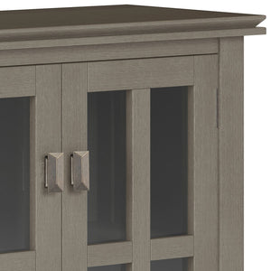 English Elm Artisan Low Storage Cabinet In Farmhouse Grey - Versatile Handcrafted Design With Glass Doors & Shelves B136P158393