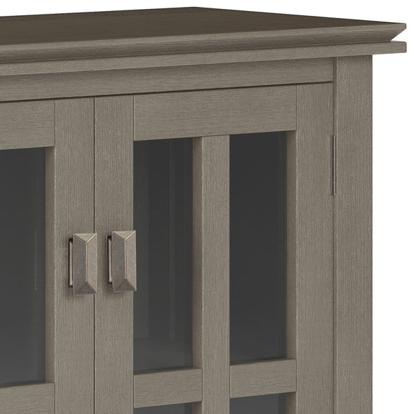 English Elm Artisan Low Storage Cabinet In Farmhouse Grey - Versatile Handcrafted Design With Glass Doors & Shelves B136P158393