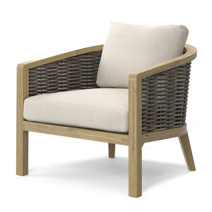English Elm Parkside Handwoven Outdoor Conversation Chairs Set of 2 - Natural Beige Acacia Wood, Weather‑Resistant Cushions B136P159363