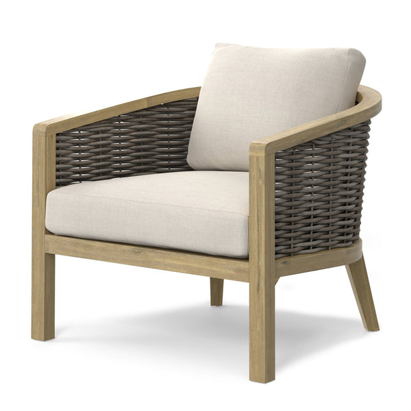 English Elm Parkside Handwoven Outdoor Conversation Chairs Set of 2 - Natural Beige Acacia Wood, Weather‑Resistant Cushions B136P159363