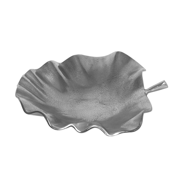 English Elm Christopher Knight Home® - Plate Handcrafted Aluminum Decorative Leaf Plate in Raw Nickel Finish — 17" x 16" Artisan Catchall, Jewelry Tray 72534.00