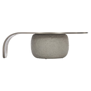 Bernhardt Bernhardt Teardrop Cocktail Table With Graphite Cast Aluminum Top & Sand Grey Concrete Base, Modern Artful Statement 309013