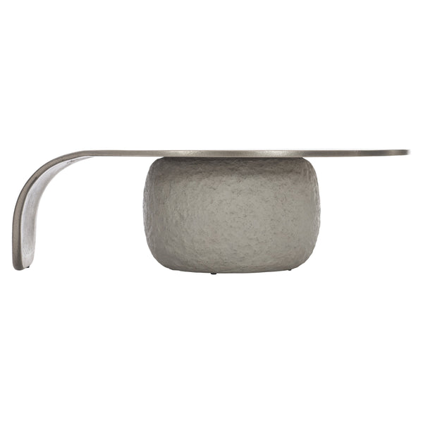 Bernhardt Bernhardt Teardrop Cocktail Table With Graphite Cast Aluminum Top & Sand Grey Concrete Base, Modern Artful Statement 309013