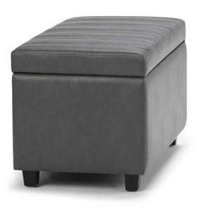 English Elm Darcy Storage Ottoman Bench - Stylish Stone Grey Faux Leather With Hidden Storage & Comfort Features B136P159119