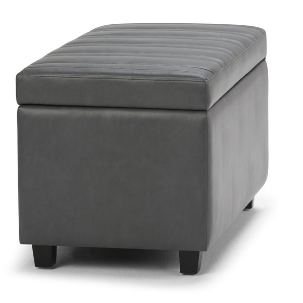 English Elm Darcy Storage Ottoman Bench - Stylish Stone Grey Faux Leather With Hidden Storage & Comfort Features B136P159119