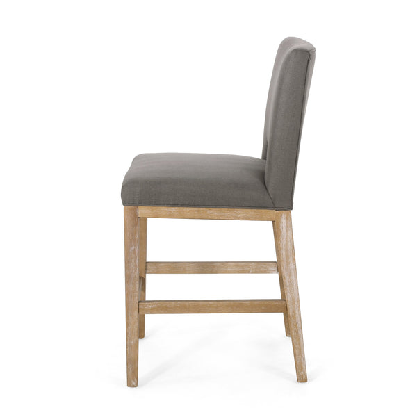 English Elm Christopher Knight Home® - COUNTER Grey Fabric Counter Stool with Padded Back, Sustainable Wooden Frame, Compact Comfort Seat 72489.00DPGRY