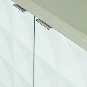 Bernhardt Bernhardt Axiom Buffet — Sculptural 3D Inverted-Pyramid Design, Two-Tone Linear Gray/White, Soft-Close Storage (78.5"W) 381134