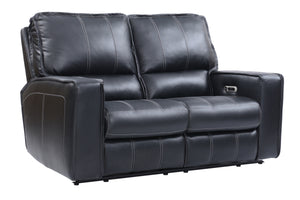 Parker House Rockford - Verona Black Power Reclining Sofa And Loveseat Black Top Grain Leather With Match (X) Mroc-32ph-vbk