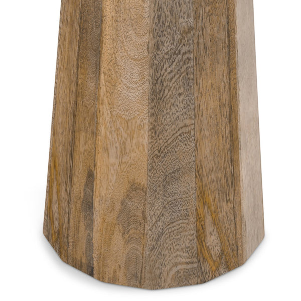 English Elm Dayton Handcrafted Wooden Accent Table with Sculptural Textured Finish — Multipurpose End or Side Table Light Brown B136P158437