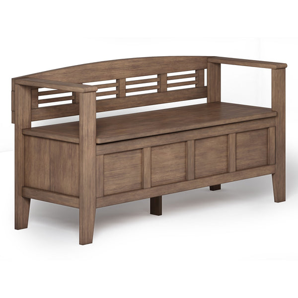 English Elm Adams Entryway Storage Bench - Rustic Natural Aged Brown, Handcrafted, Seating For Two & Hidden Storage B136P158301