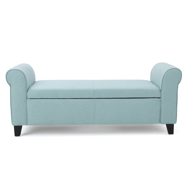 English Elm Hayes Upholstered Storage Bench with Rolled Arms for Entryway Bedroom or Living Room 57735.00LBL
