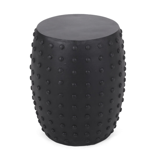 English Elm Outdoor Sculptural Concrete Barrel Side Table for Patio Balcony and Sunroom Decor 73447.00