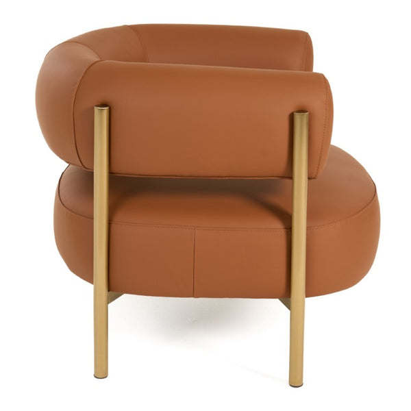 VIG Furniture Ozona Rust Leather Accent Chair With Curved Silhouette, Top-Grain Comfort, Metal Legs, No Assembly VGHM-LL255-RUST