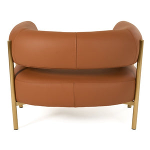 VIG Furniture Ozona Rust Leather Accent Chair With Curved Silhouette, Top-Grain Comfort, Metal Legs, No Assembly VGHM-LL255-RUST