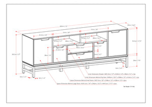 English Elm Banting Mid Century 72" TV Stand Walnut Brown - Solid Rubberwood, Metal Base, 80" TV Ready, Storage B136P158454