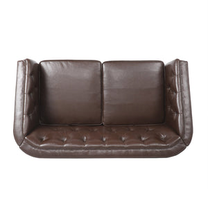 English Elm Christopher Knight Home® - LOVESEAT Diamond-Tufted PU Upholstery with Button Stitching, Tapered Birch Legs, Contemporary Chic Dark Brown 72248.00DBRN