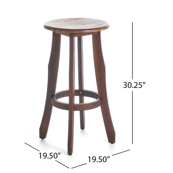 English Elm Christopher Knight Home® - PIKE Primrose Outdoor Dark Gray Acacia Wood Barstools Set of 2 — Backless, Water-Resistant, 30" High Comfort 60810.00DBRN