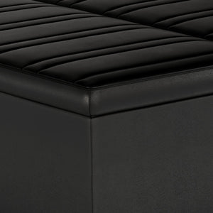 English Elm Ellis Coffee Table Storage Ottoman - Versatile Distressed Black Faux Leather For Modern Living Spaces B136P159158