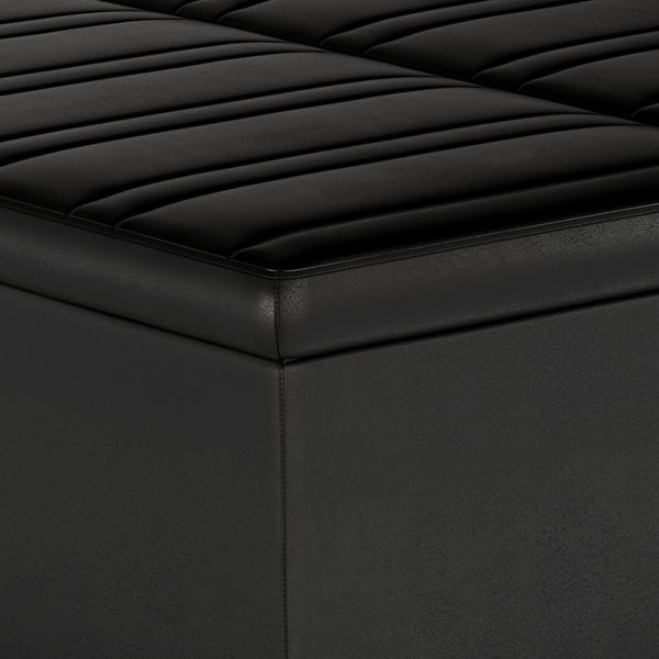 English Elm Ellis Coffee Table Storage Ottoman - Versatile Distressed Black Faux Leather For Modern Living Spaces B136P159158