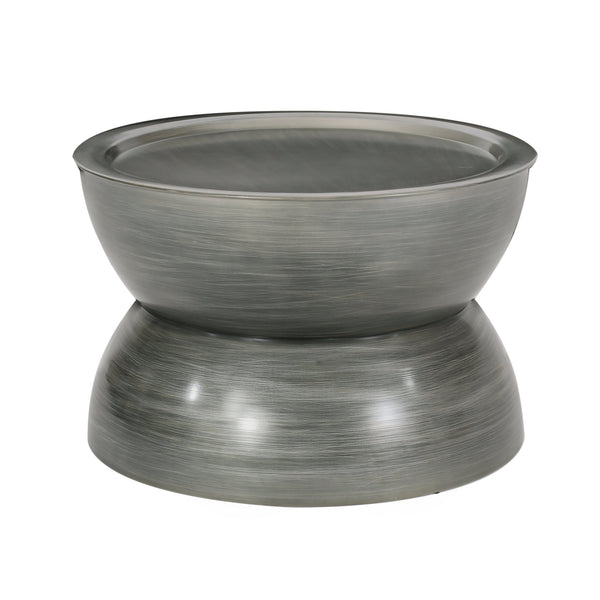 English Elm Christopher Knight Home® - METAL Hourglass Coffee Table with Brushed Antique Brown Finish, Hammered Iron Texture, Durable Edge Trim Antique Silver 72227.00