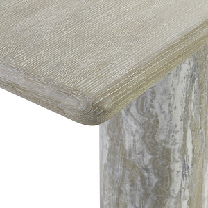 Bernhardt Bernhardt Arcadia Console Table With Monolithic Faux-Stone Column And Wire-Brushed Oak Cantilever Top 334914
