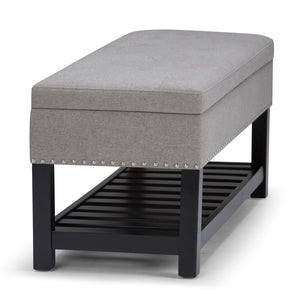 English Elm Lomond Storage Ottoman Bench In Dove Grey - Stylish Seating With Hidden Storage & Open Slat Shelf B136P159127