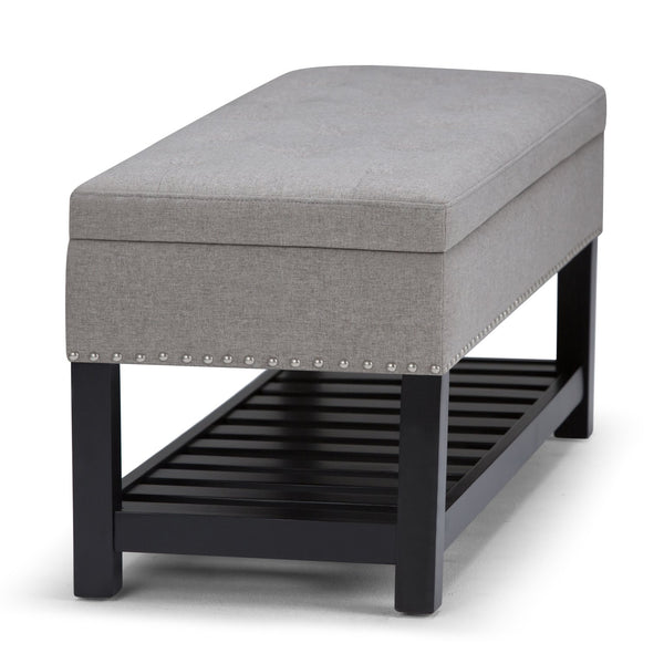 English Elm Lomond Storage Ottoman Bench In Dove Grey - Stylish Seating With Hidden Storage & Open Slat Shelf B136P159127