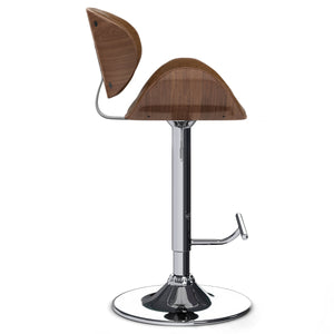 English Elm Marana - Stylish Bentwood Adjustable Swivel Bar Stool In Deep Tan Vegan Leather For Modern Spaces B136P158929