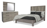 Pure Modern Bedroom Set - Chic Panel Bed with Elegant Moonstone Finish and Stylish Functionality