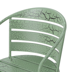 English Elm Santa Monica Outdoor Bistro Set Powder Coated Iron Oval Table Two Slat Chairs Patio Green 62015.00CGRN
