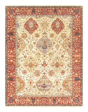 Pasargad Home Azerbaijan Collection Hand-knotted Lamb's Wool Area Rug – Elegant Floral Design Accents   P-lavar Ivo 9x12
