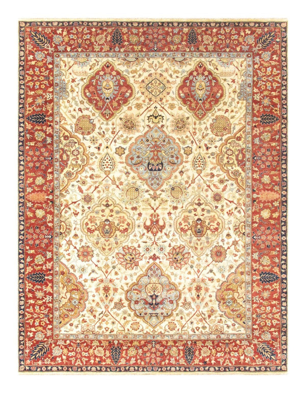 Pasargad Home Azerbaijan Collection Hand-knotted Lamb's Wool Area Rug – Elegant Floral Design Accents   P-lavar Ivo 9x12